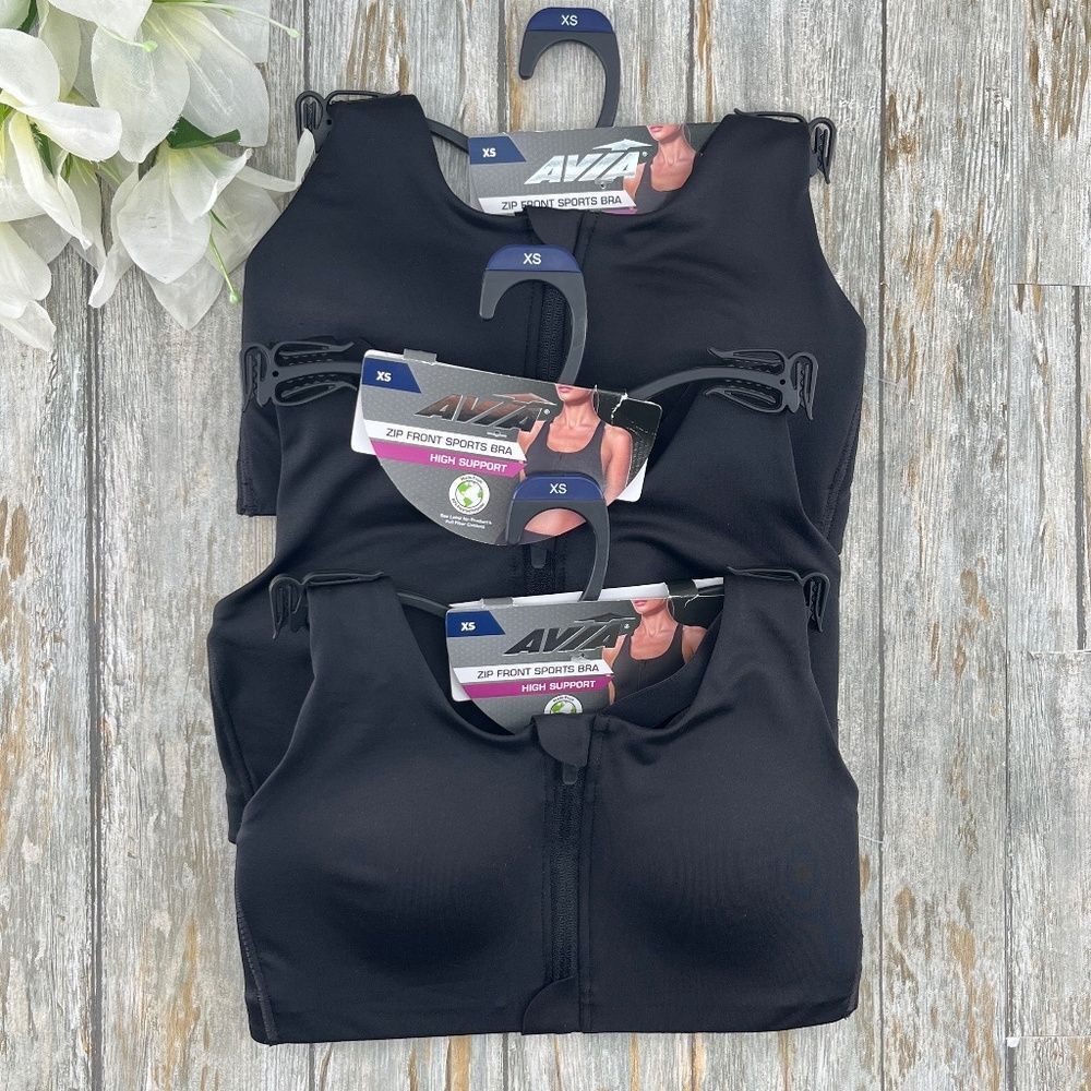 Women's High Support Zip Front Sports Bra 3-Pack Size XS